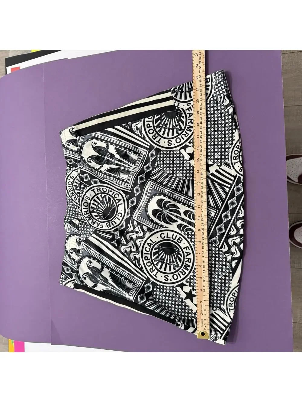 Adidas x Farm Rio Skirt Black White Graphic Print JD6312 Women Size Medium - Picture 9 of 9